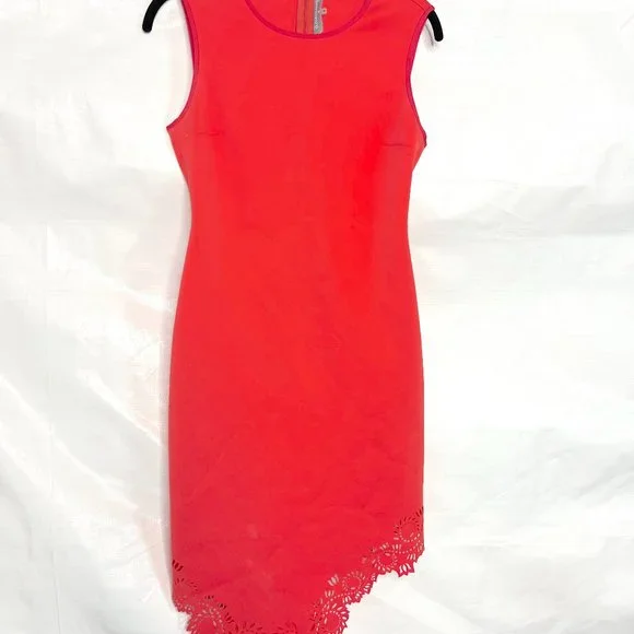 Clover Canyon | Dresses | Redorange Scuba Knit Bodycon Dress W Laser  Cutouts Sz S | Poshmark